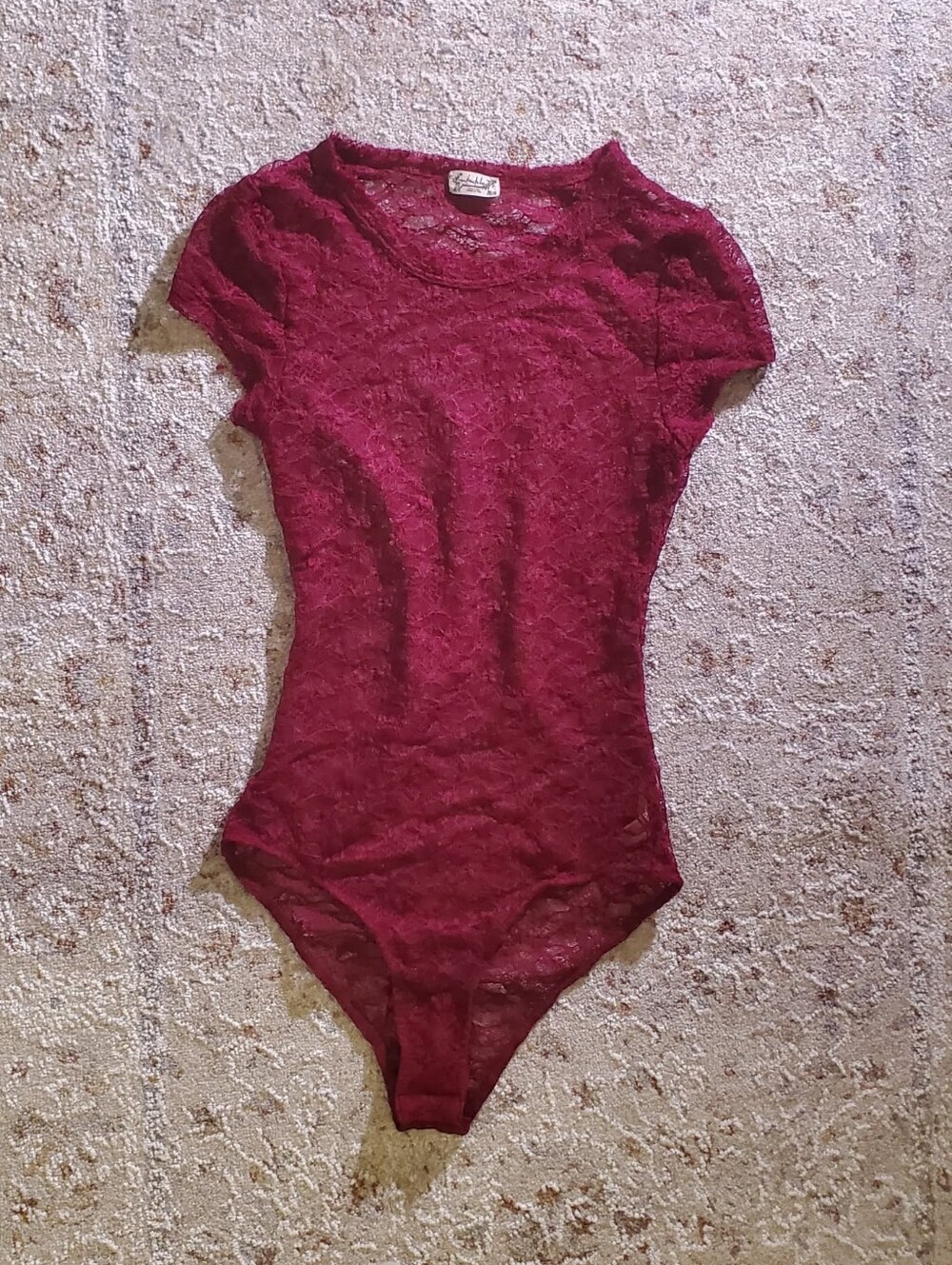 Sheer Lace - Bodysuit in Wine Red